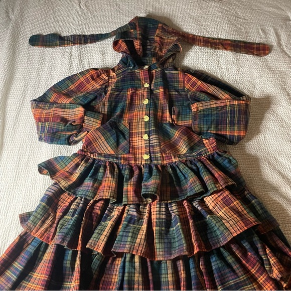 Flannel ruffle dress by SOS Meme Club w/detachable bunny hood Medium - Picture 7 of 15